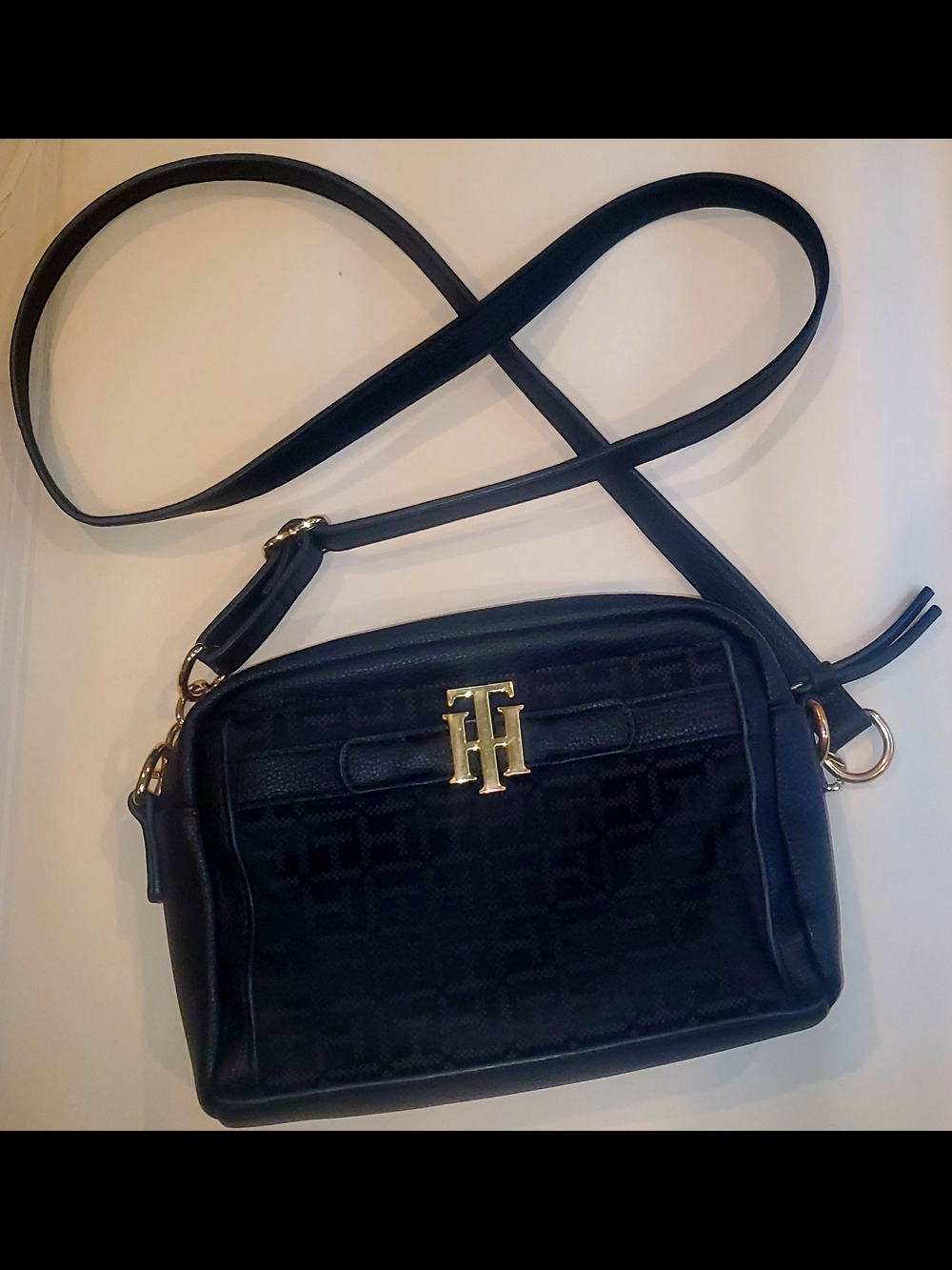 Tommy Hilfiger Navy Crossbody Bag with Gold Logo